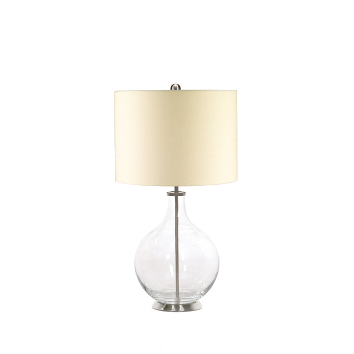 Elstead Lighting ORB-TL-CLEAR Orb Clear Single Light Table Lamp Complete With Cream Linen Shade