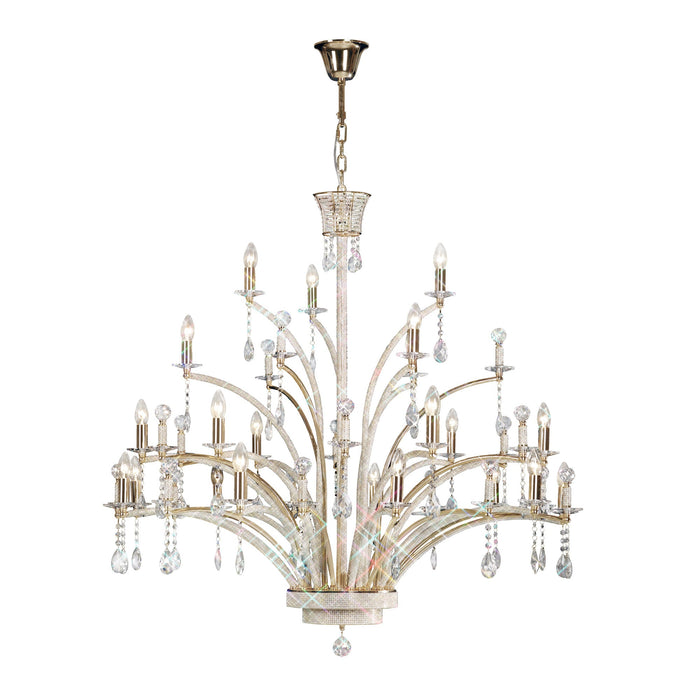 Diyas Orlando Pendant 21 Light E14 French Gold/Crystal (Pallet Shipment Only), (ITEM REQUIRES CONSTRUCTION/CONNECTION) Item Weight: 30kg • IL30390