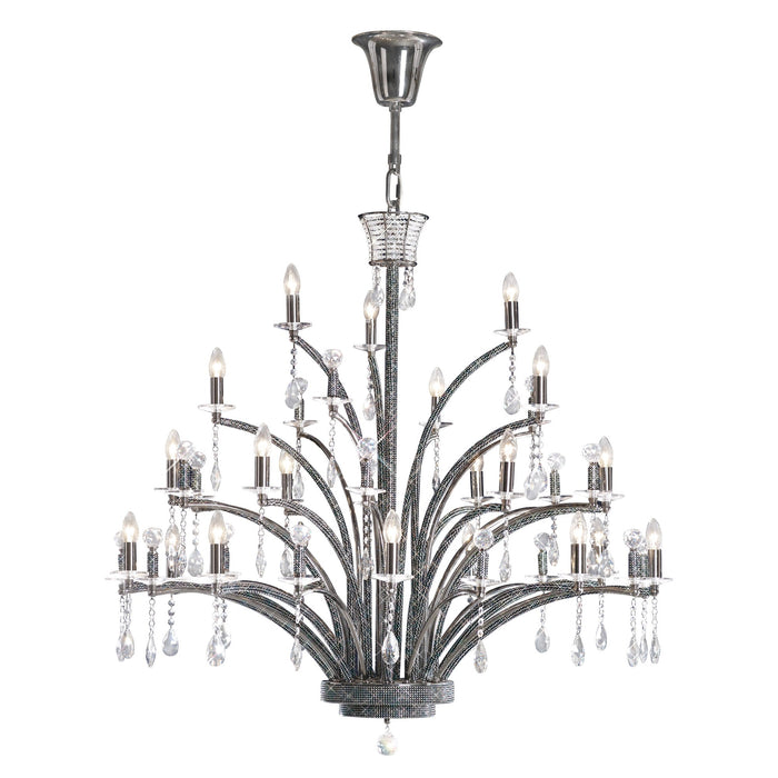 Diyas Orlando Pendant 21 Light E14 Black Chrome/Crystal (Pallet Shipment Only), (ITEM REQUIRES CONSTRUCTION/CONNECTION) Item Weight: 30kg • IL30490