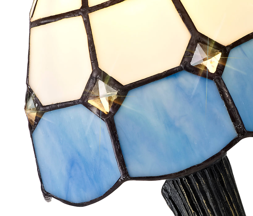 Regal Lighting SL-2081 1 Light Tiffany Table Lamp 15cm White and Blue With Clear Crystal Shade