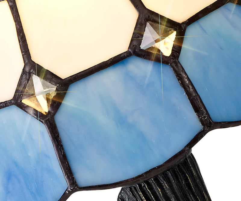 Regal Lighting SL-2081 1 Light Tiffany Table Lamp 15cm White and Blue With Clear Crystal Shade