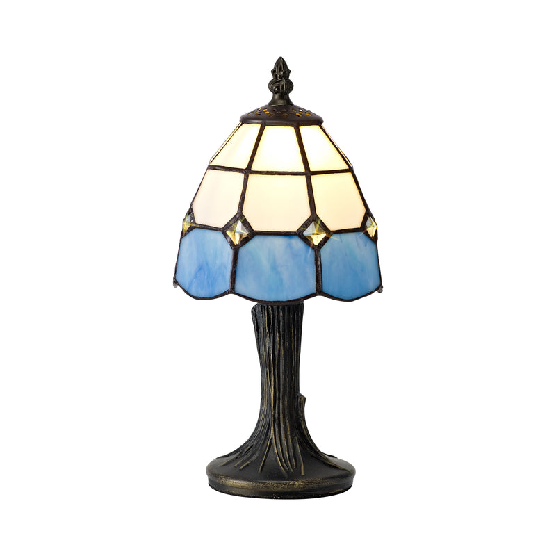 Regal Lighting SL-2081 1 Light Tiffany Table Lamp 15cm White and Blue With Clear Crystal Shade