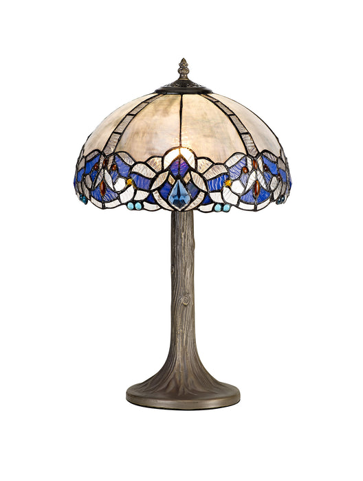 Regal Lighting SL-1343 1 Light Tree Tiffany Table Lamp 30cm Blue With Clear Crystal Shade