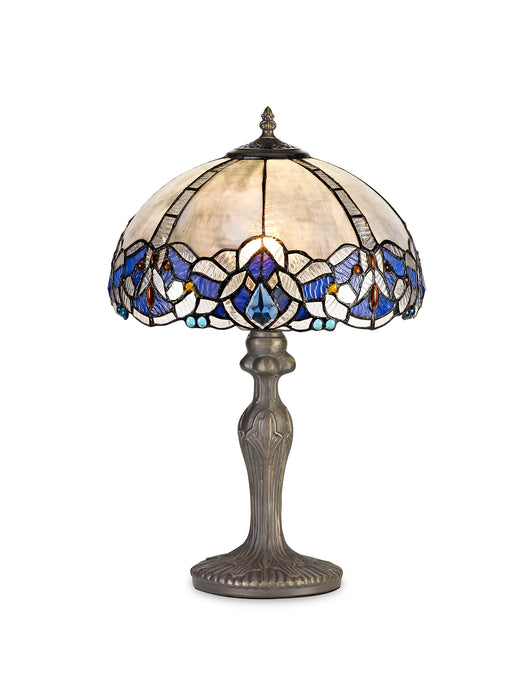 Regal Lighting SL-1342 Light Curved Tiffany Table Lamp 30cm Blue