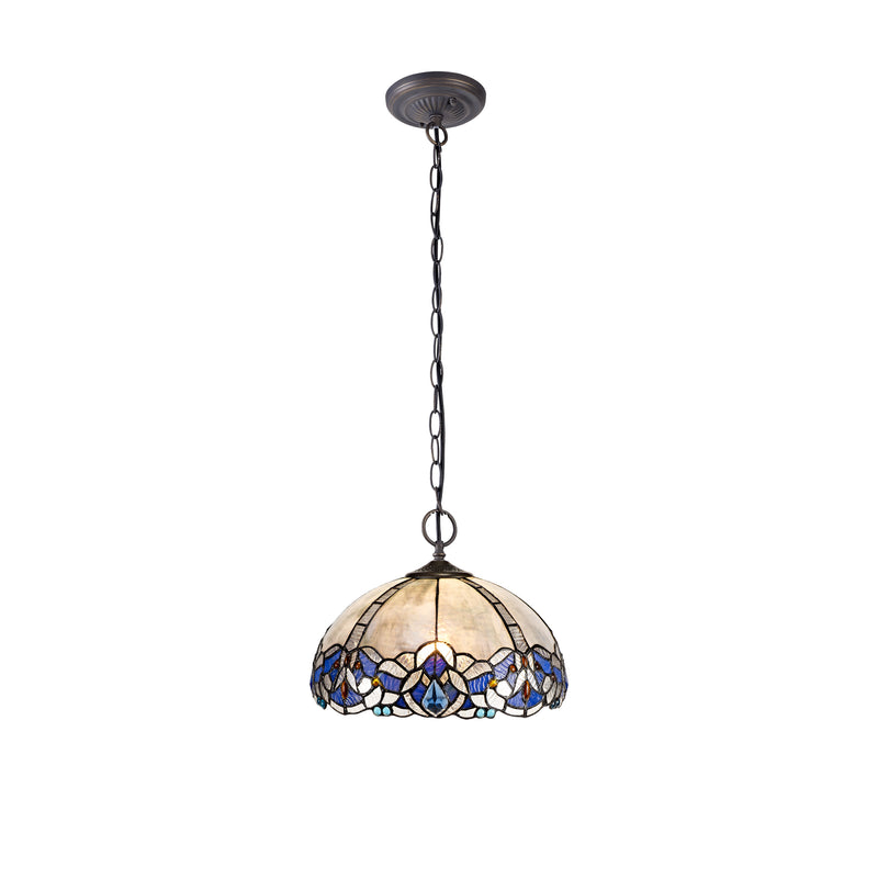 Regal Lighting SL-1339 2 Light 30cm Tiffany Pendant  Blue With Clear Crystal Shade