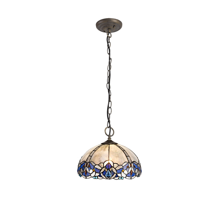 Regal Lighting SL-1338 3 Light 30cm Tiffany Pendant  Blue With Clear Crystal Shade