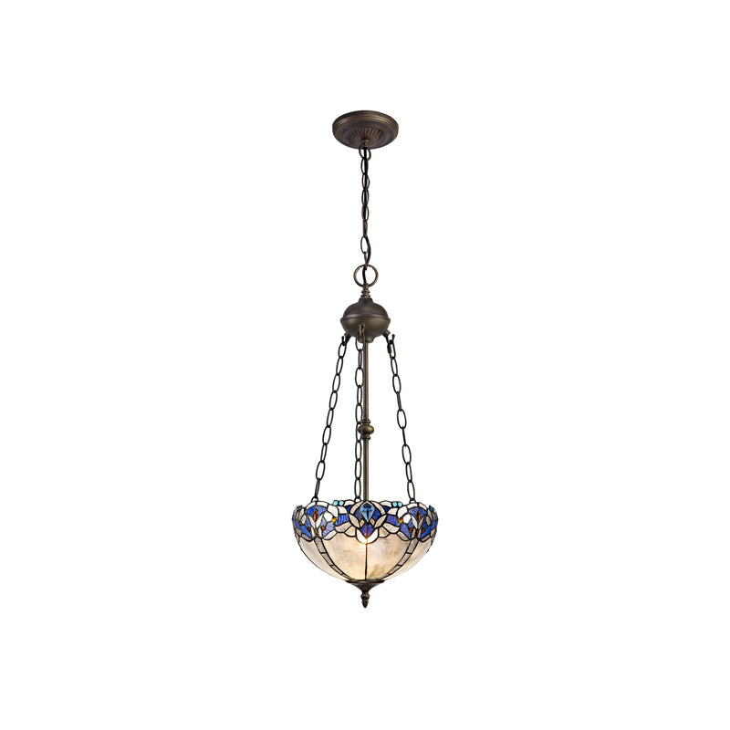 Regal Lighting SL-1335 2 Light 30cm Tiffany Uplighter Pendant Blue With Clear Crystal Shade