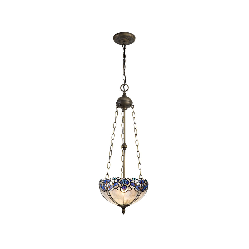 Regal Lighting SL-1334 3 Light 30cm Tiffany Uplighter Pendant Blue With Clear Crystal Shade