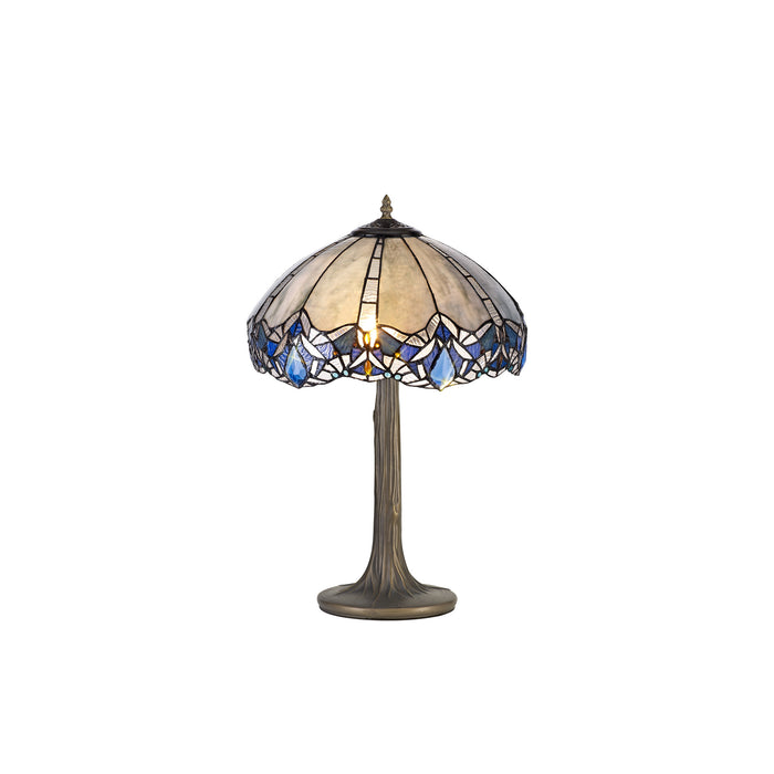 Regal Lighting SL-1333 2 Light Tree Tiffany Table Lamp 40cm Blue With Clear Crystal Shade