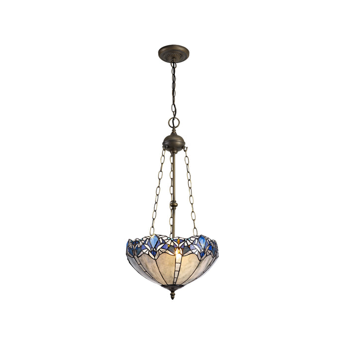 Regal Lighting SL-1325 3 Light 40cm Tiffany Uplighter Pendant Blue With Clear Crystal Shade