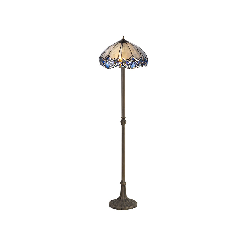 Regal Lighting SL-1323 2 Light Leaf Tiffany Floor Lamp 40cm Blue With Clear Crystal Shade