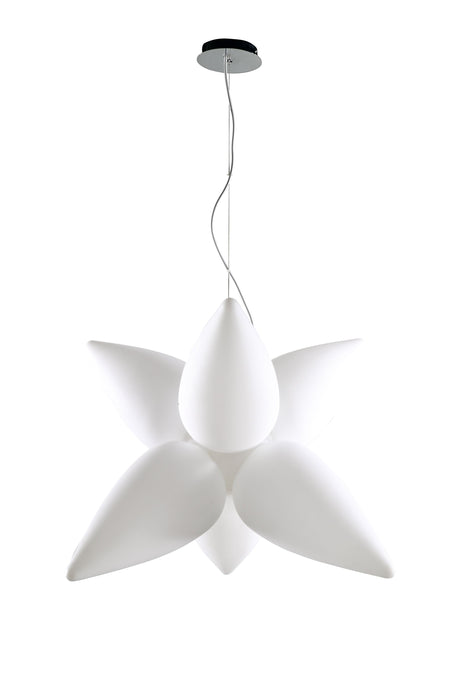 Mantra M1492 Palma Pendant 6 Light E27 Outdoor IP44, Matt White/Opal White • M1492