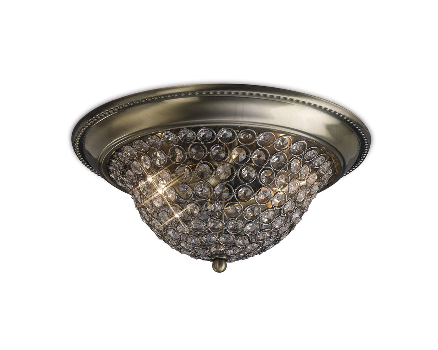 Diyas Paloma Ceiling Medium 2 Light E14 Antique Brass/Crystal • IL31131