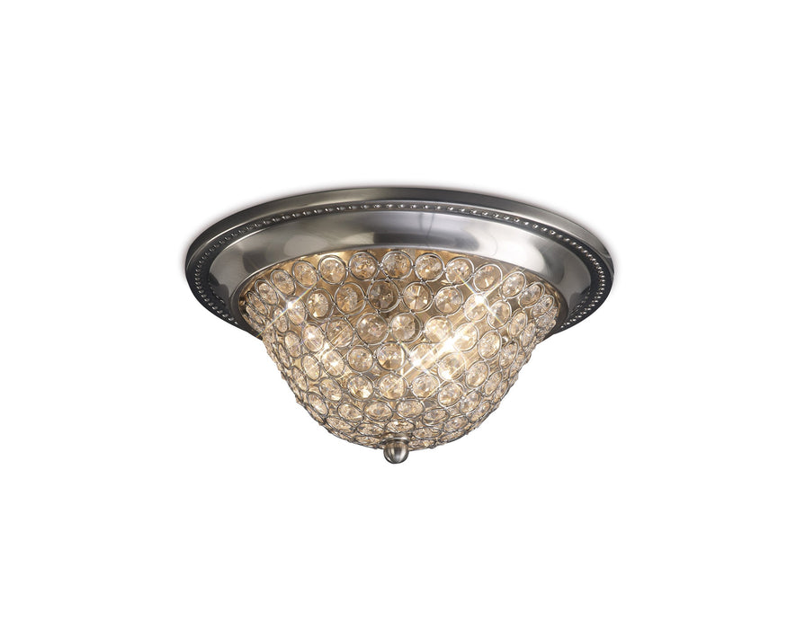 Diyas Paloma Ceiling Small 2 Light E14 Satin Nickel/Crystal • IL31133