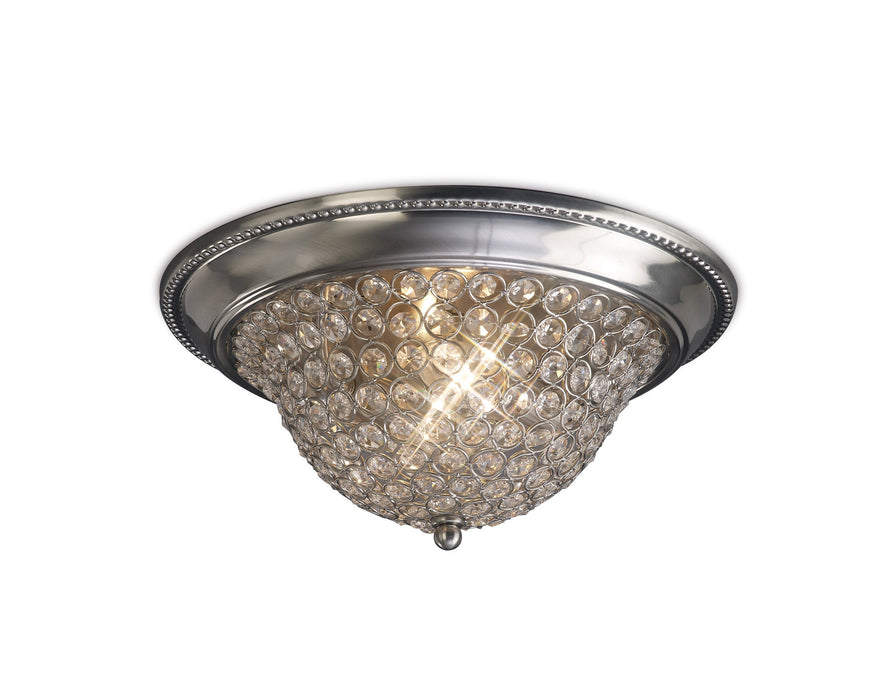 Diyas Paloma Ceiling Medium 2 Light E14 Satin Nickel/Crystal • IL31134