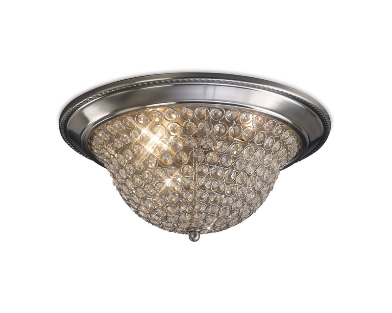 Diyas Paloma Ceiling Large 3 Light E14 Satin Nickel/Crystal • IL31135
