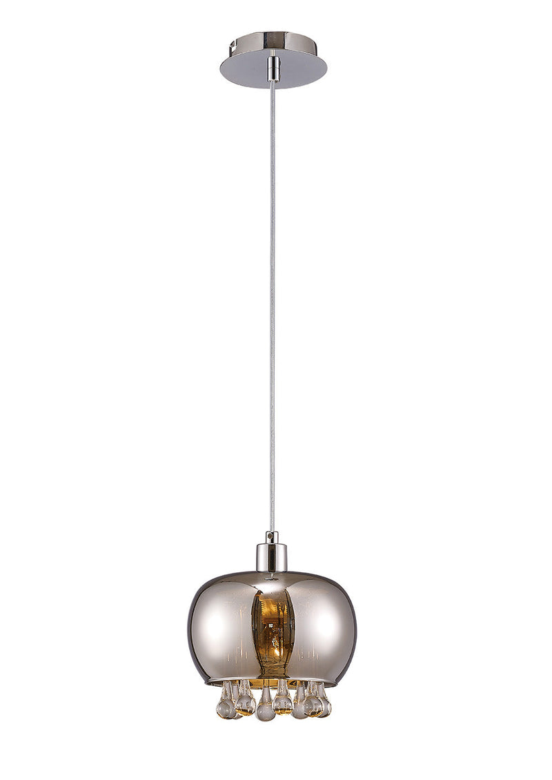 Diyas Pandora Single Pendant 1 Light E14 Mirrored Glass/Polished Chrome/Clear Glass • IL31600
