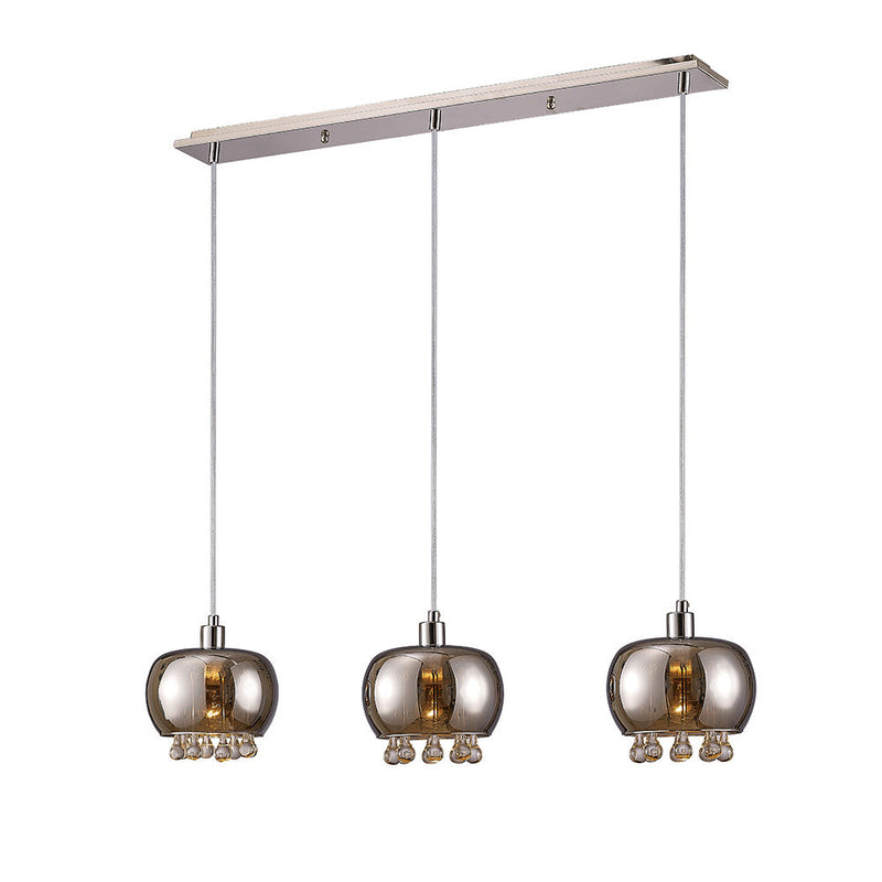 Diyas Pandora Pendant 3 Light E14 Linear Mirrored Glass/Polished Chrome/Clear Glass • IL31602