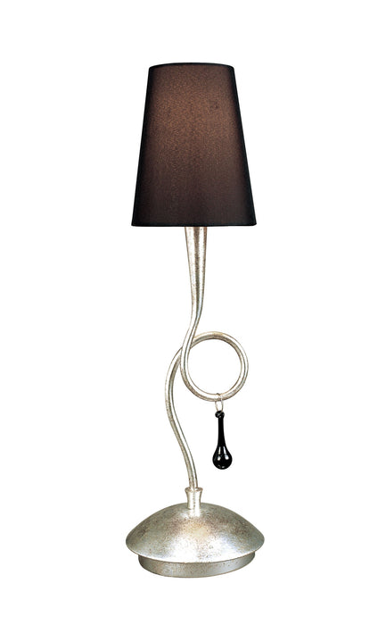 Mantra M0535 Paola Table Lamp 1 Light E14, Silver Painted With Black Shade & Black Glass Droplets • M0535