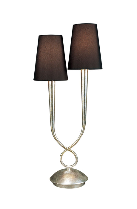Mantra M0536 Paola Table Lamp 2 Light E14, Silver Painted With Black Shades • M0536