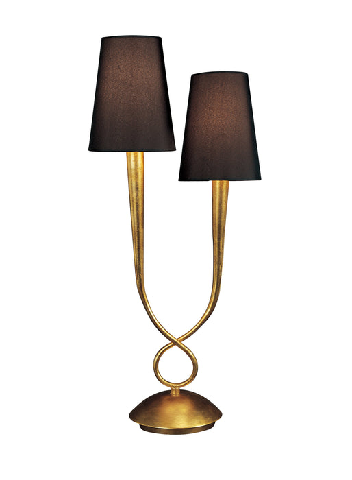 Mantra M0546/BS Paola Table Lamp 2 Light E14, Gold Painted With Black Shades • M0546/BS