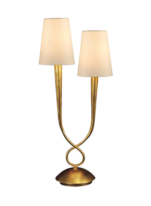 Mantra M0546 Paola Table Lamp 2 Light E14, Gold Painted With Cream Shades • M0546