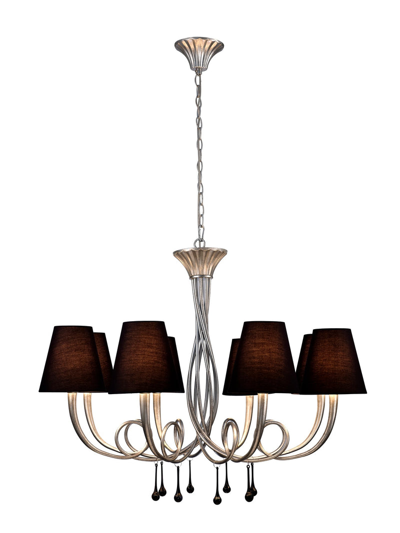 Mantra M6207 Paola Pendant 95cm Round, 8 x E14 (Max 40W), Silver Painting, Black Shades • M6207
