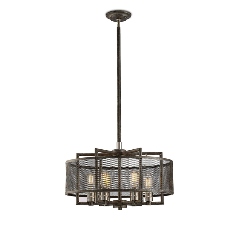 Diyas Parker Pendant 6 Light E27 Weathered Zinc/Brushed Nickel • IL31692