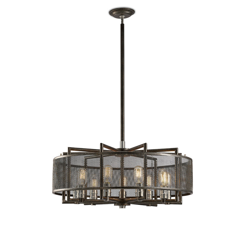 Diyas Parker Pendant 9 Light E27 Weathered Zinc/Brushed Nickel • IL31693