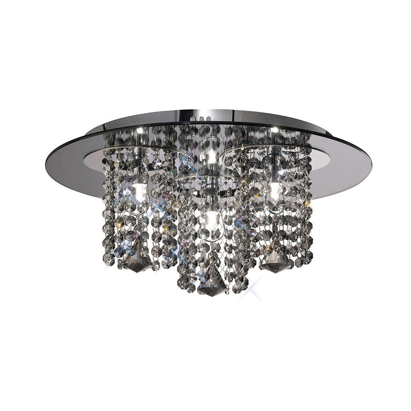Diyas Pegasus Ceiling 3 Light G9 Polished Chrome/Smoked Mirror/Smoked Crystal • IL31466