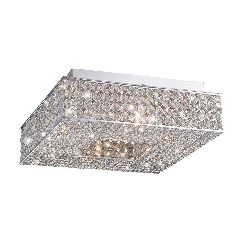 Diyas Piazza Ceiling Square 4 Light G9 Polished Chrome/Crystal • IL30431