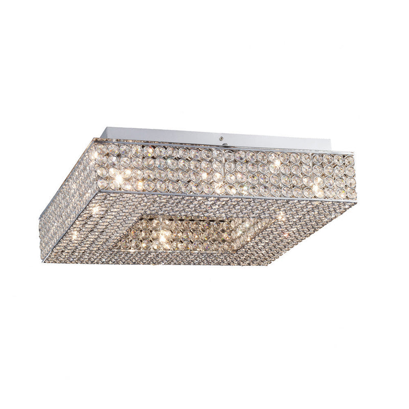 Diyas Piazza Ceiling Square 8 Light G9 Polished Chrome/Crystal • IL30432