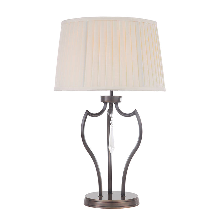Elstead Lighting PM-TL-DB Pimlico Single Light Table Lamp in Dark Bronze Finish Complete With Ivory Cotton Shade