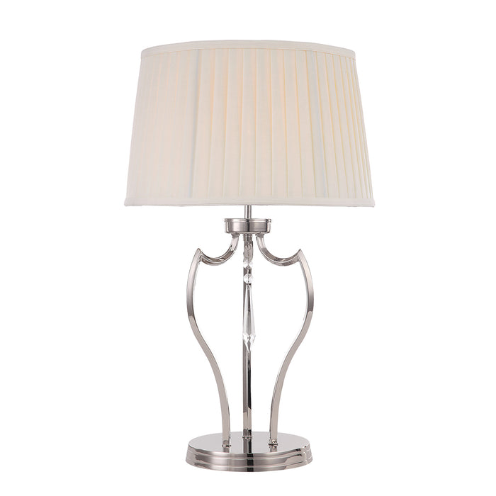 Elstead Lighting PM-TL-PN Pimlico Single Light Table Lamp in Polished Nickel Finish Complete With Ivory Cotton Shade