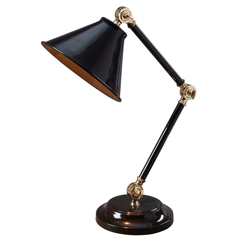 Elstead Lighting PV-ELEMENT-BPB Provence Element Single Light Table Lamp in Gloss Black And Polished Brass Finish