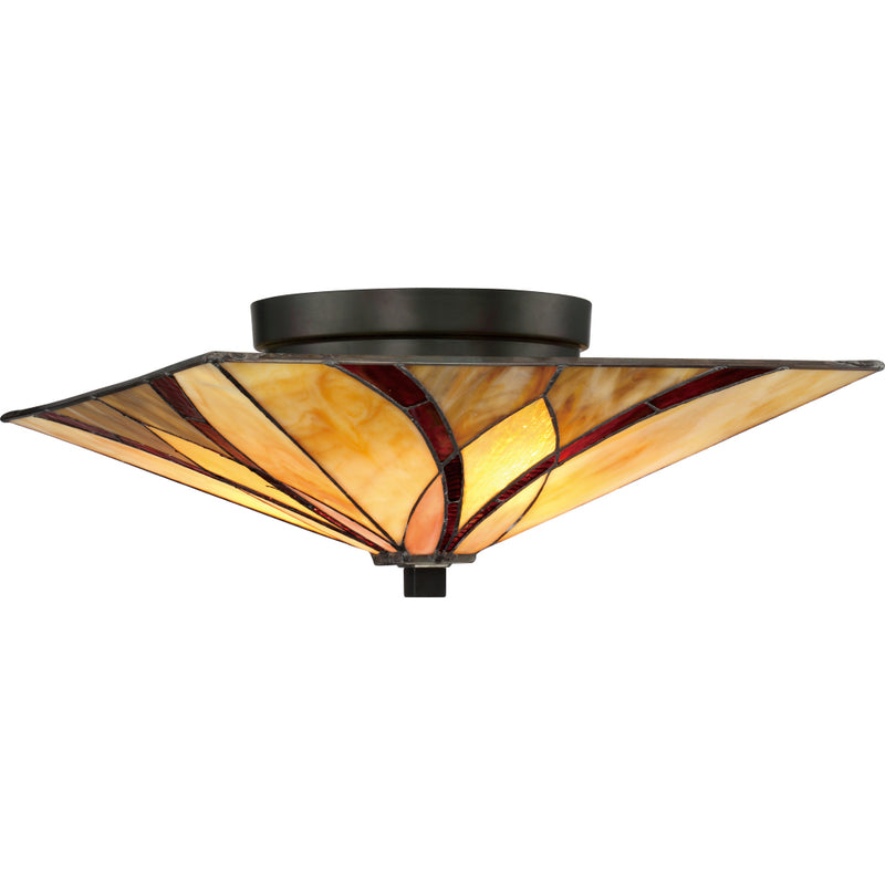 Asheville 2 Light Valiant Bronze Tiffany Semi-Flush Ceiling Light