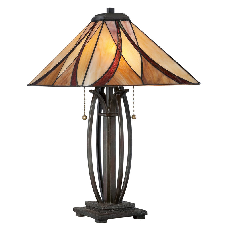 Asheville 2 Light Valiant Bronze Tiffany Semi-Flush Ceiling Light