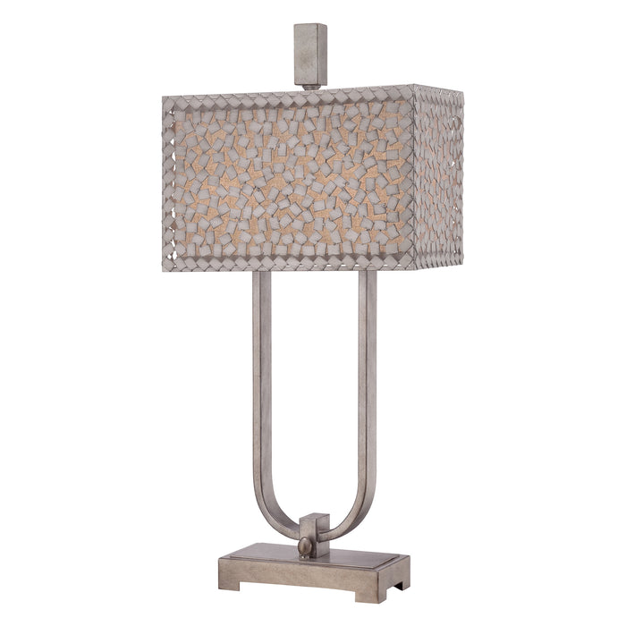 Quoizel QZ-CONFETTI-TL Confetti Single Light Table Lamp in Old Silver Finish Complete With Metal Outer Shade