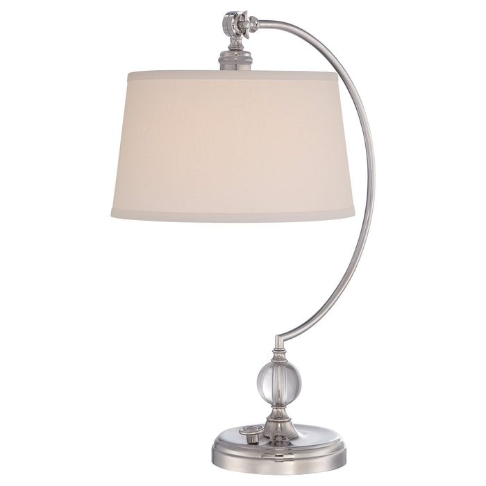 Quoizel QZ-JENKINS-TL-PN Jenkins Single Light Table Lamp in Polished Nickel Finish Complete With Cream Linen Shade