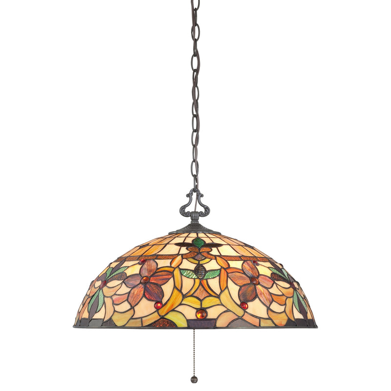 Elstead Lighting QZ/KAMI/P Kami 3 Light Vintage Bronze Tiffany Pendant Ceiling Light