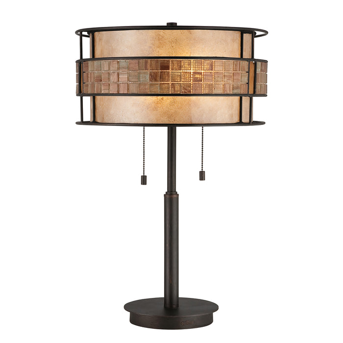 Quoizel QZ-LAGUNA-TL Laguna 2 Light Table Lamp in Renaissance Copper Finish Complete With Mica And Mosaic Tile Shade