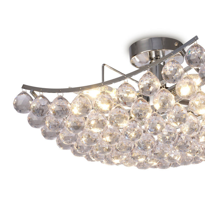 Deco Rayne Flush Square Square Ceiling Lamp With Acrylic Spheres, 4 Light E14 Polished Chrome Finish • D0421