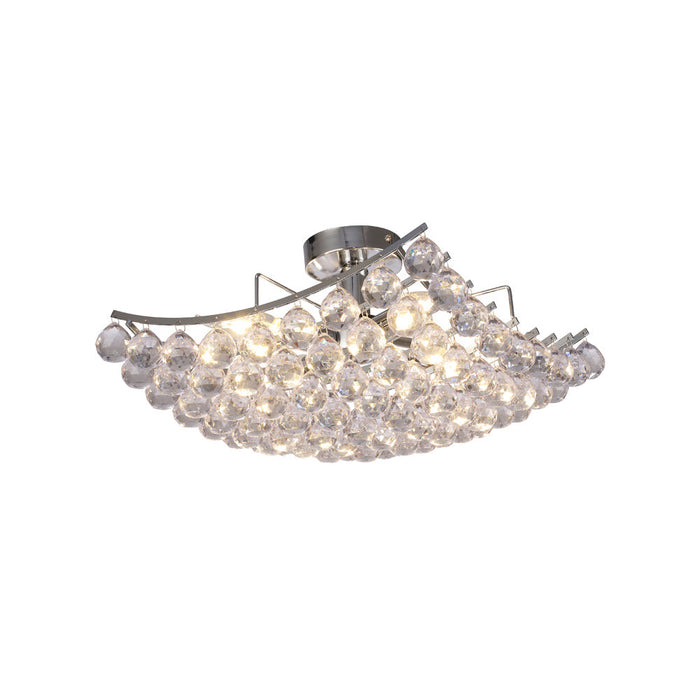 Deco Rayne Flush Square Square Ceiling Lamp With Acrylic Spheres, 4 Light E14 Polished Chrome Finish • D0421