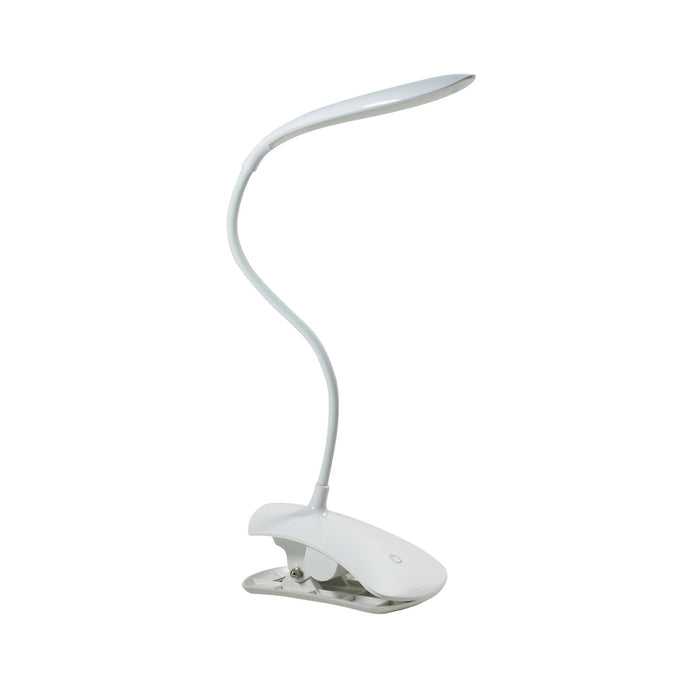 Mantra M5673 Reading Touch Dimmable / Rechargable / Adjustable Table Lamp 2.5W LED 5000K, 120lm, White Clip On, 3yrs Warranty • M5673