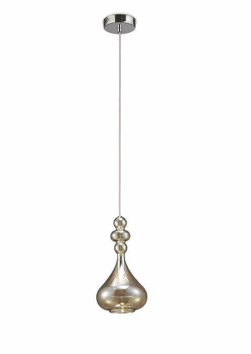 Deco Reese Single Pendant 1 Light G9 Polished Chrome/Cognac Glass • D0117