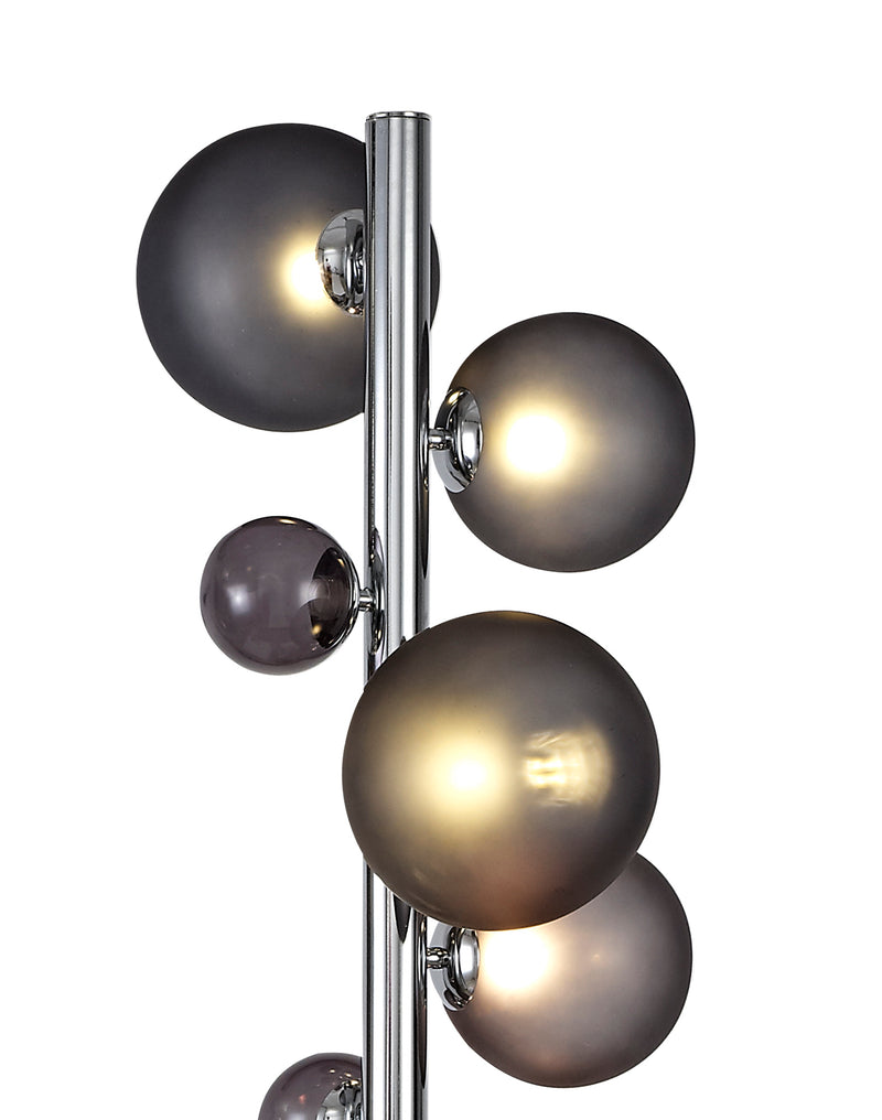 Regal Lighting SL-1996 8 Light Floor Lamp Polished Chrome With Smoked Glass