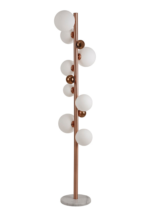 Regal Lighting SL-1794 8 Light Floor Lamp Antique Copper With Opal And Copper Glass