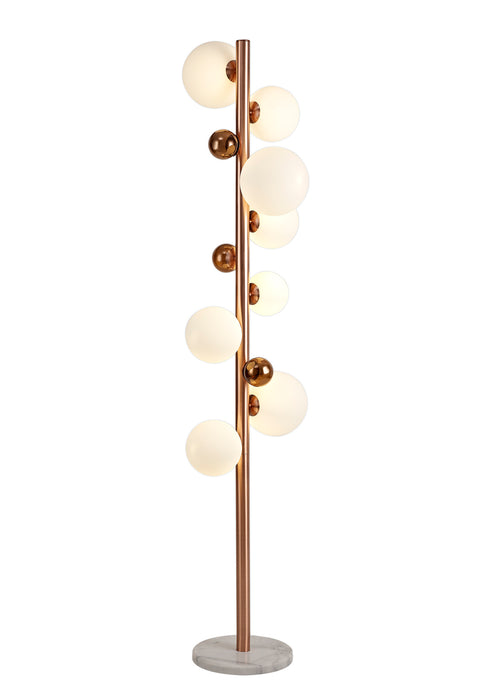 Regal Lighting SL-1794 8 Light Floor Lamp Antique Copper With Opal And Copper Glass