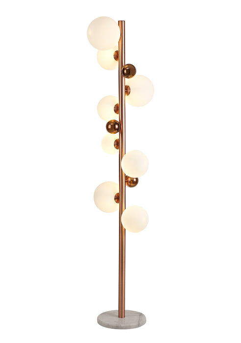 Regal Lighting SL-1794 8 Light Floor Lamp Antique Copper With Opal And Copper Glass