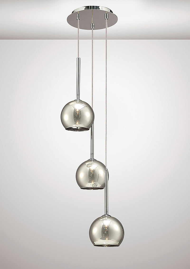 Deco Regina Pendant 3 Light G9 Polished Chrome/Smoke Glass • D0102